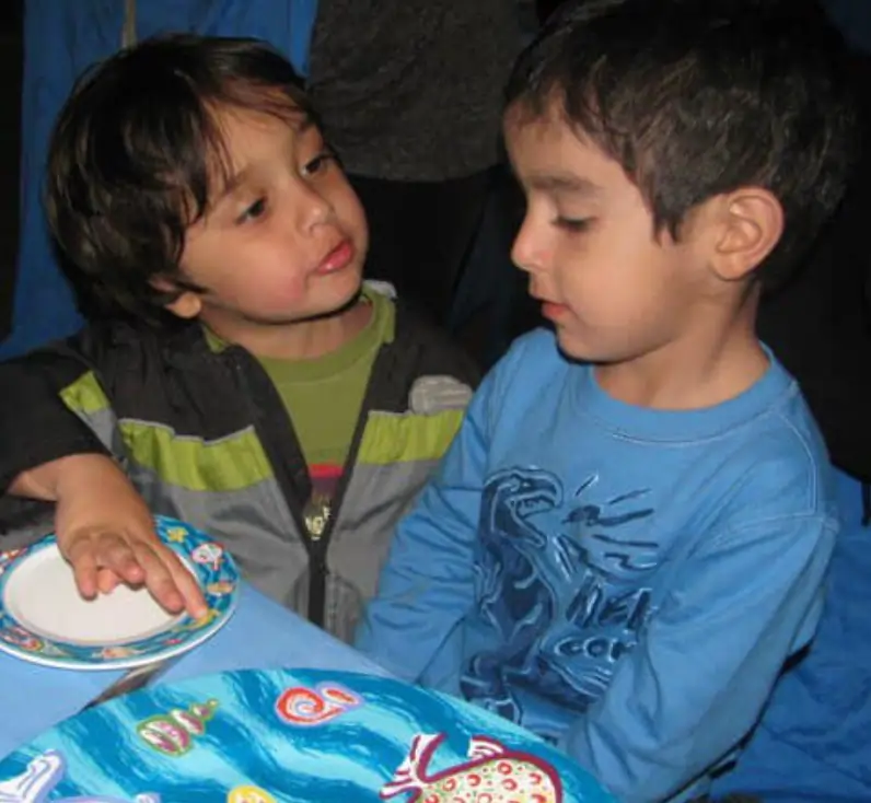 Children socializing at table